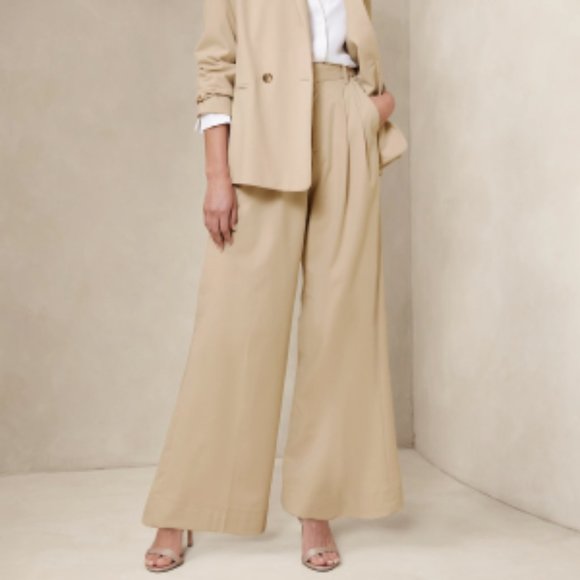 NWT Banana Republic Wide Leg Flannel Trouser Pant 10 Black A445 - Picture 3 of 4